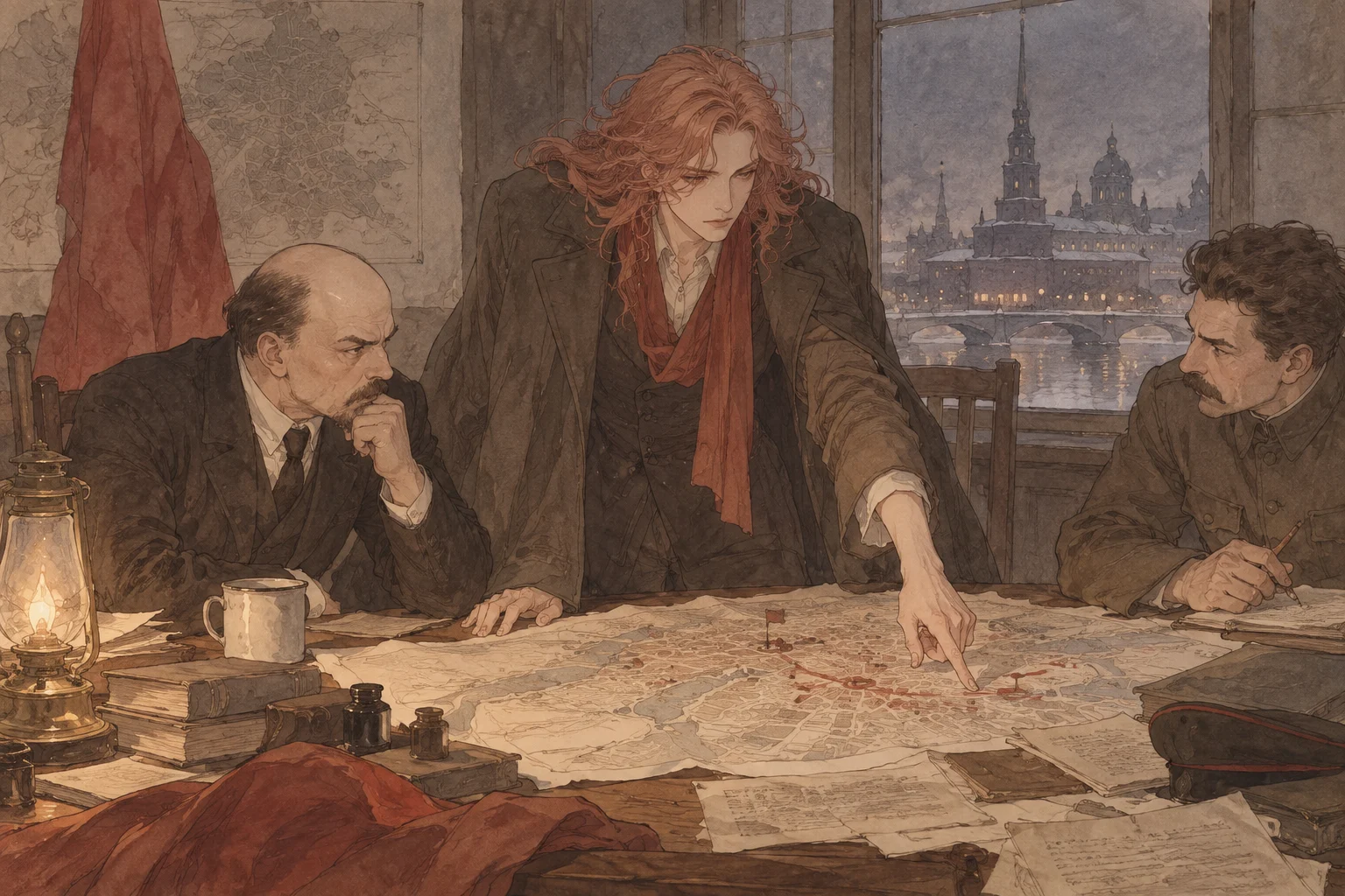 Scene illustration of the decision of armed uprising