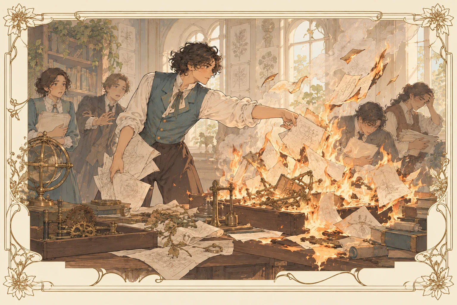 全部を燃やすの場面イラスト