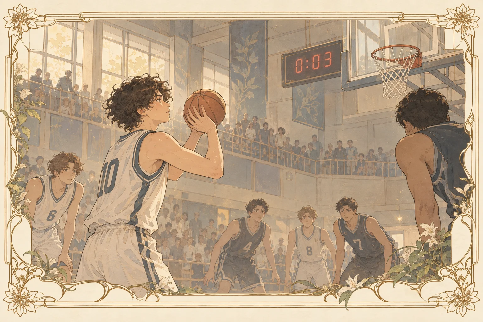 バスケットボールの勝負どころの場面イラスト