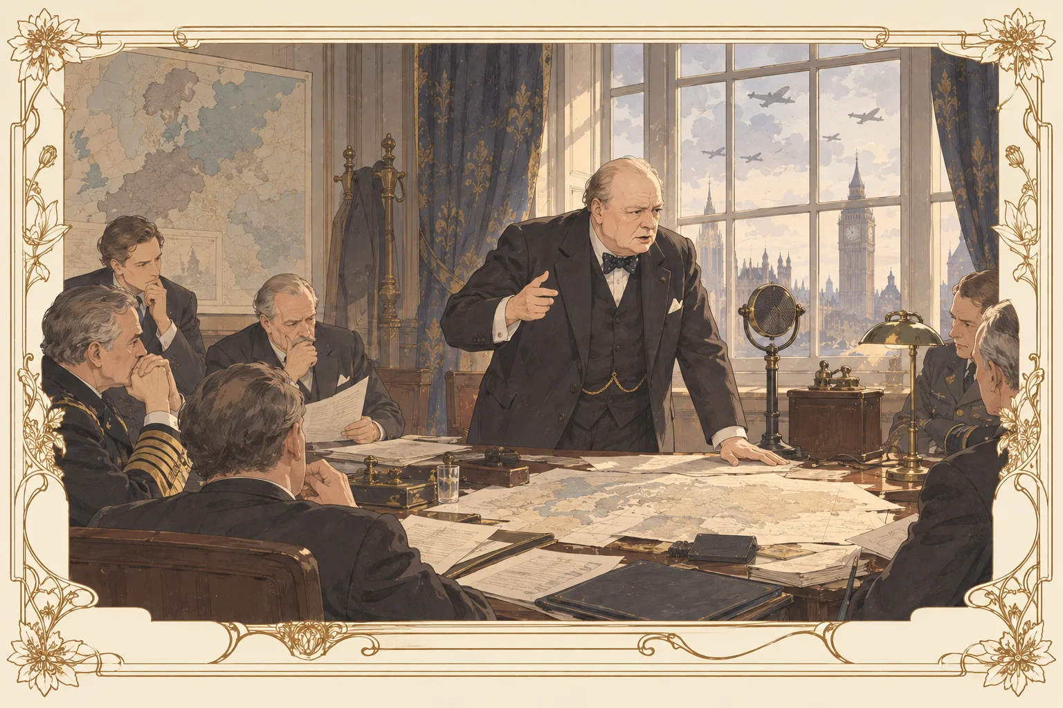 1940年の徹底抗戦の場面イラスト