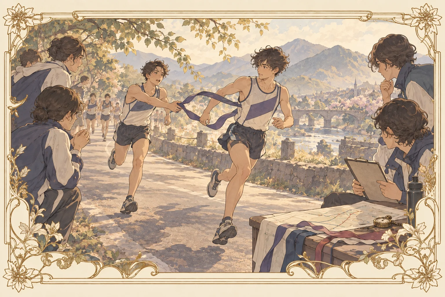 駅伝の場面イラスト