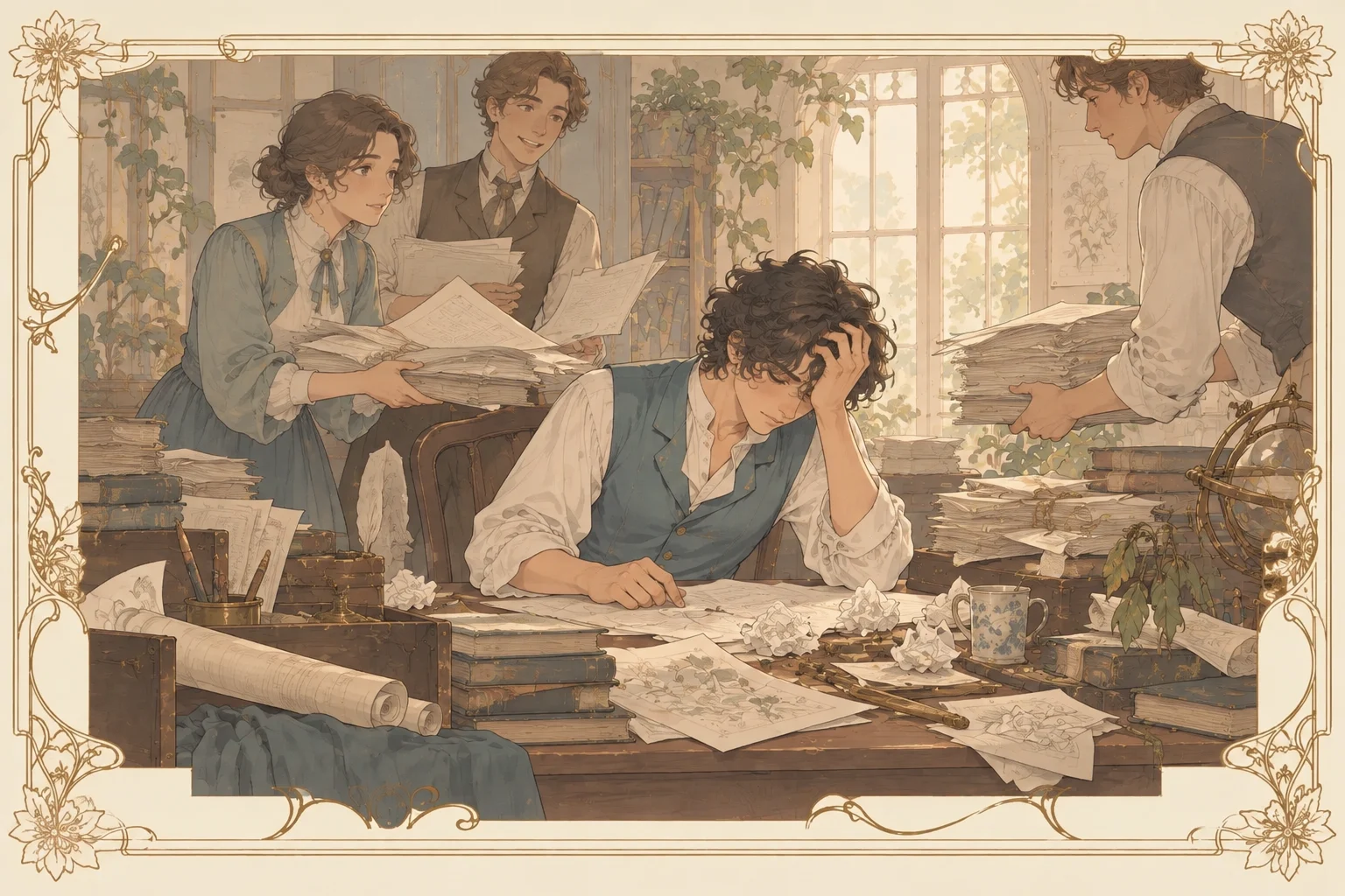 抱えて黙るの場面イラスト