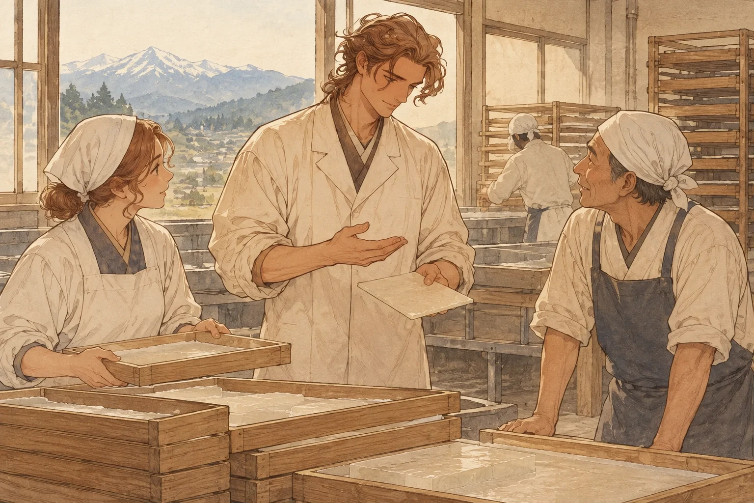 Ina food industry scene illustration