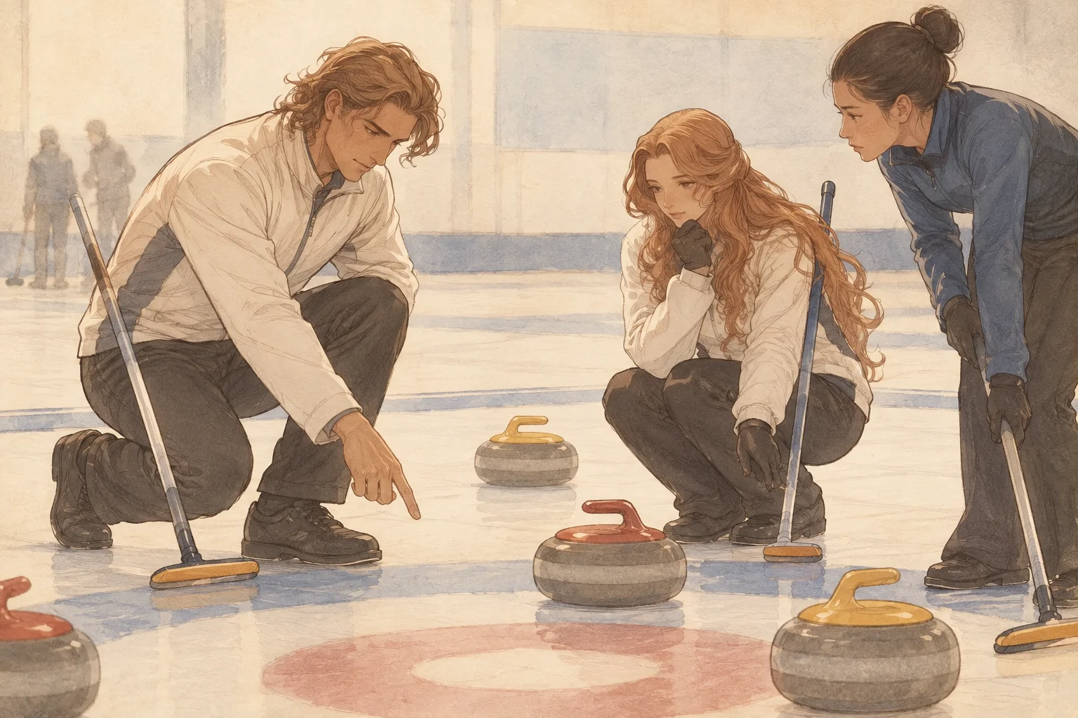 Curling scene illustration