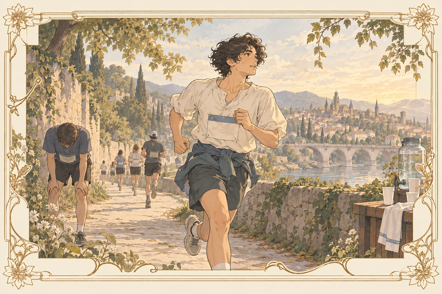 マラソンの場面イラスト