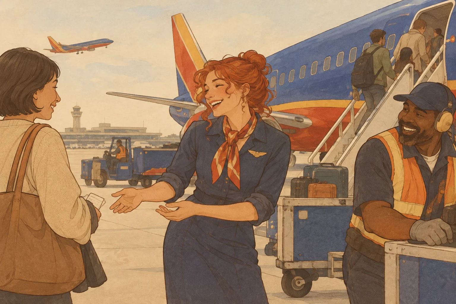 Southwest Airlines scene illustration