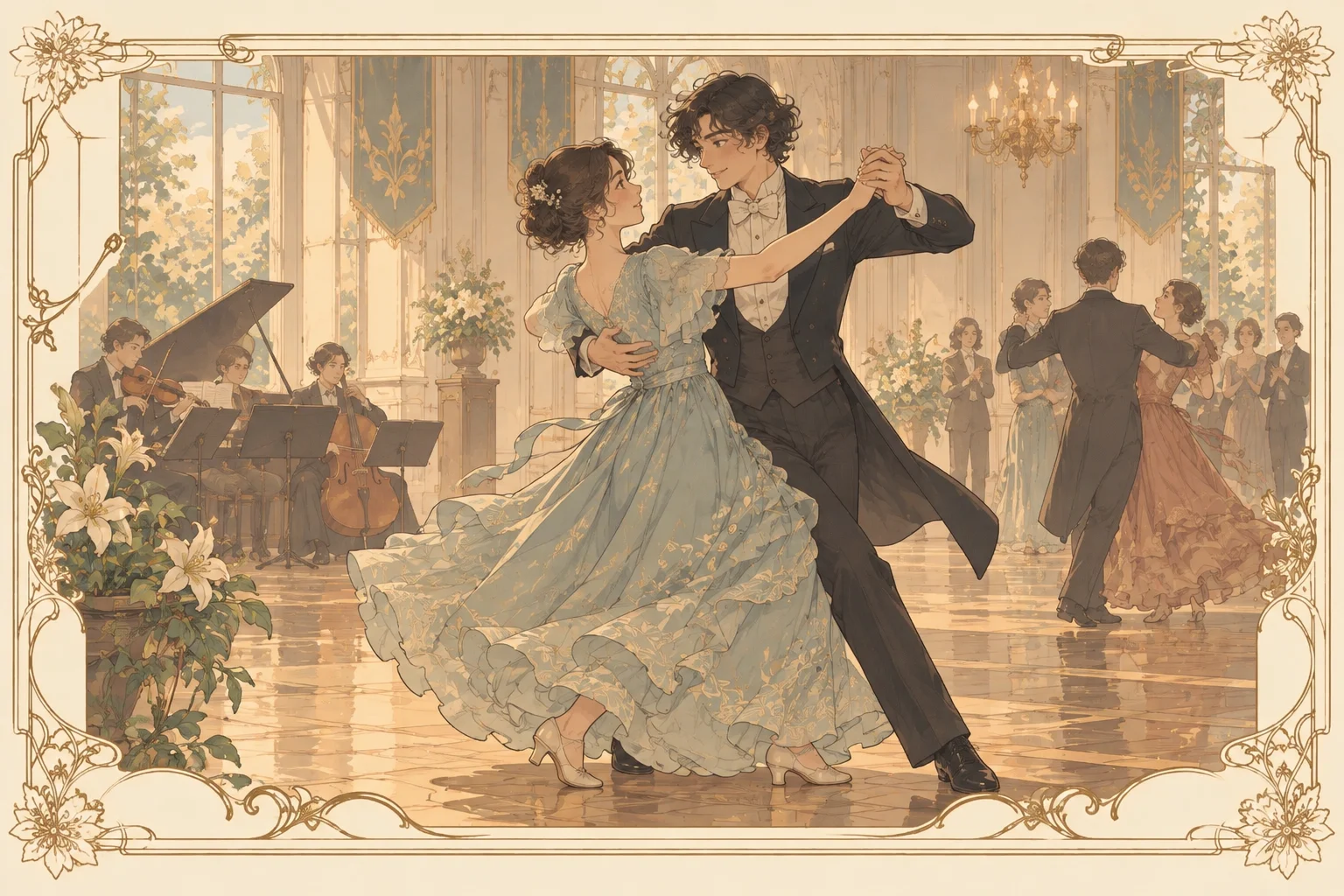 社交ダンスの場面イラスト