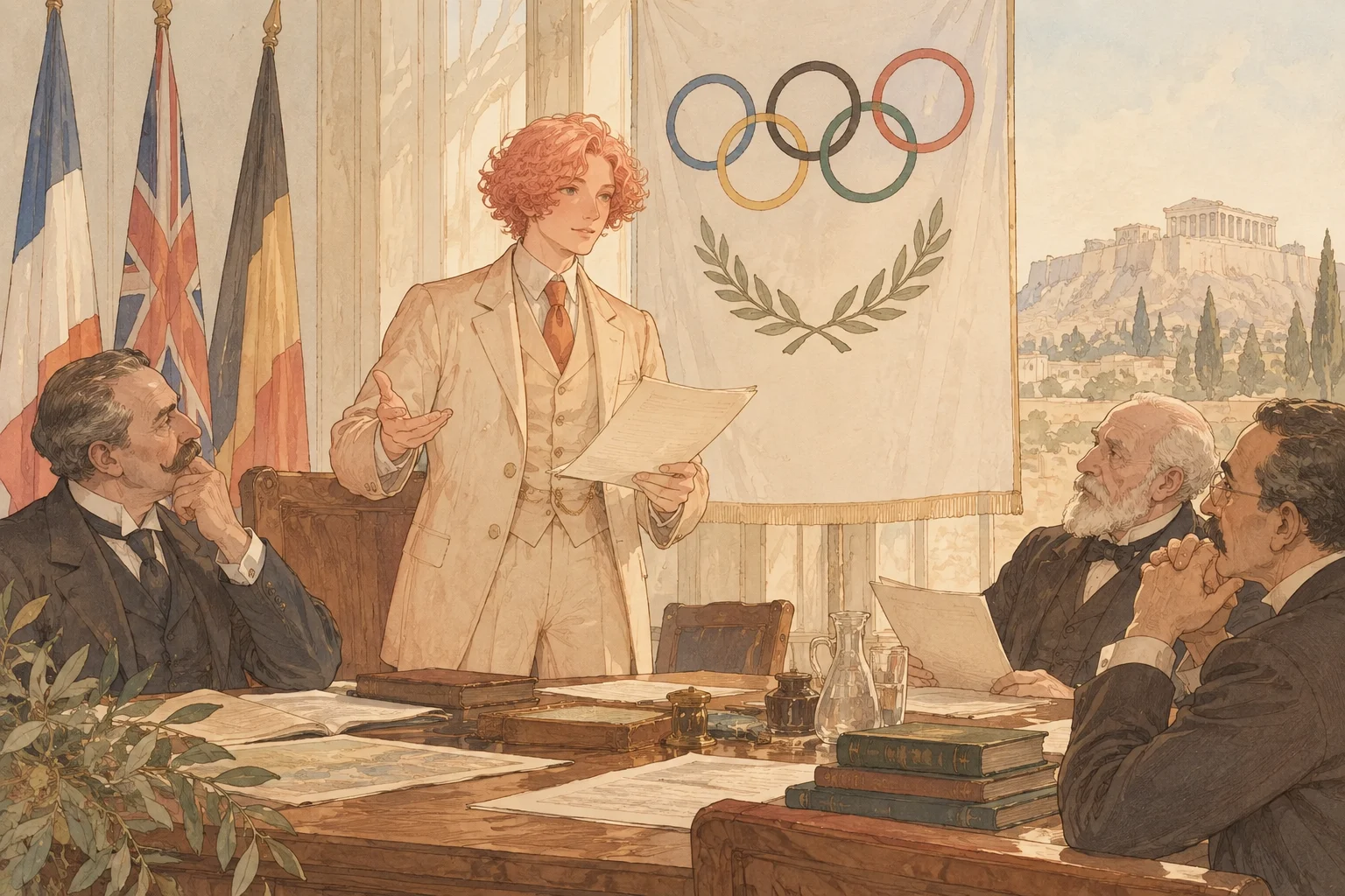 Modern Olympic reconstruction scene illustration