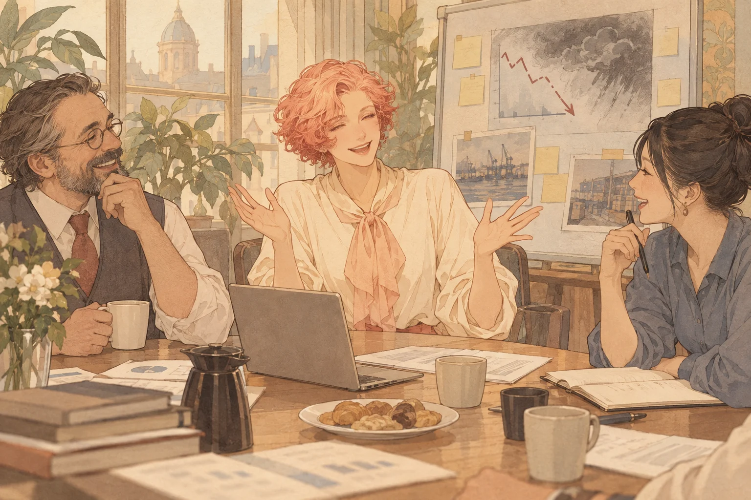 Scene illustration of maintaining the mood and avoiding the main topic