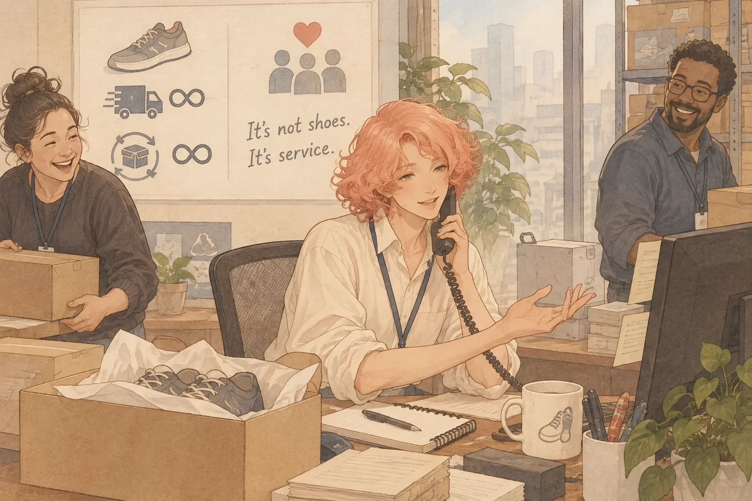 Zappos scene illustration