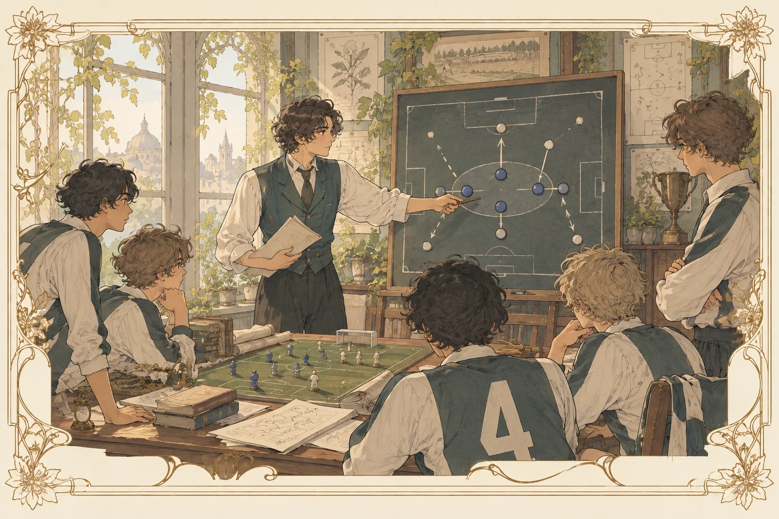 サッカーの守備戦術の場面イラスト