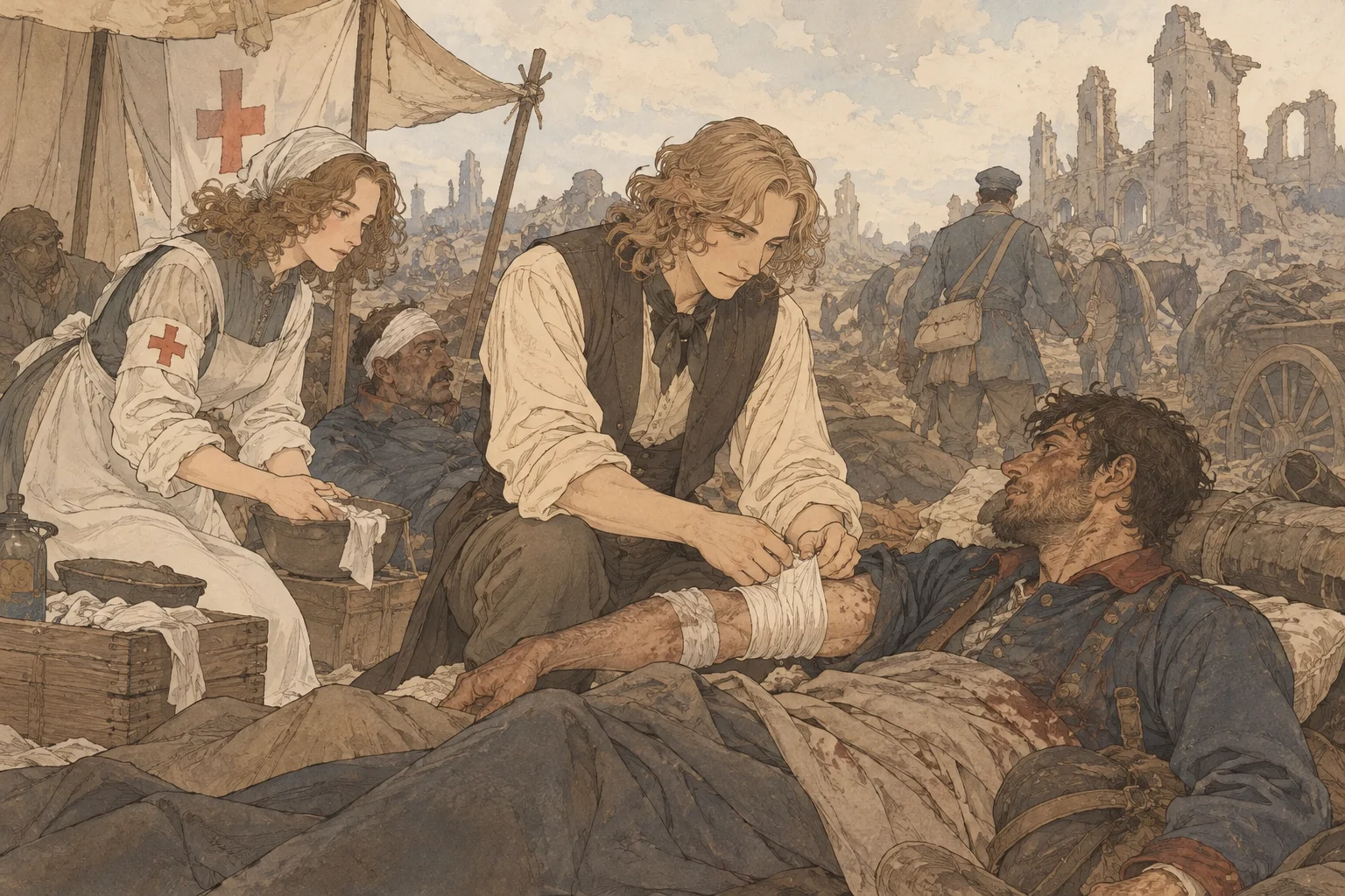 Scene illustration of a proposal for relief without distinguishing between friend and foe