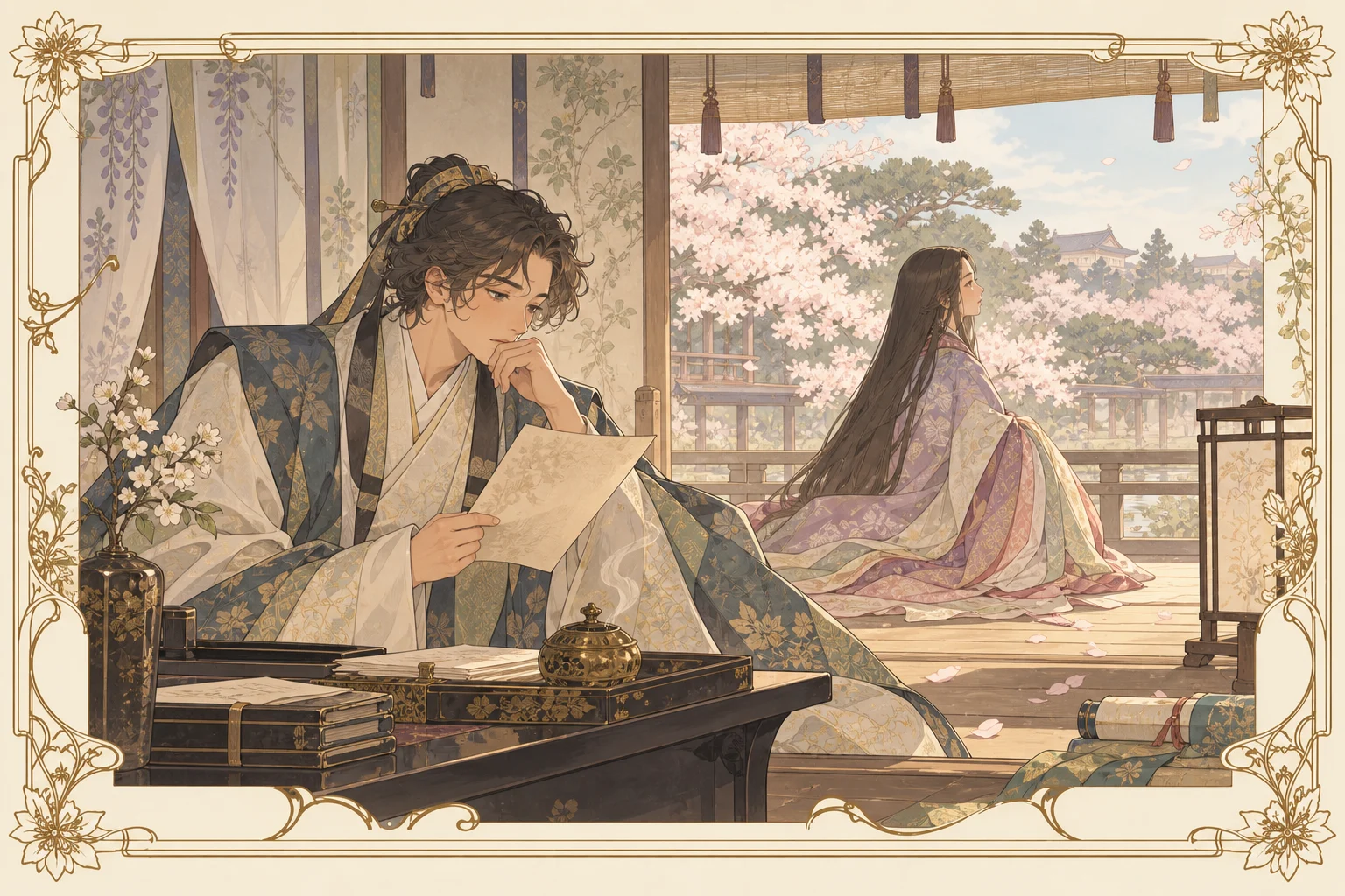源氏物語の場面イラスト
