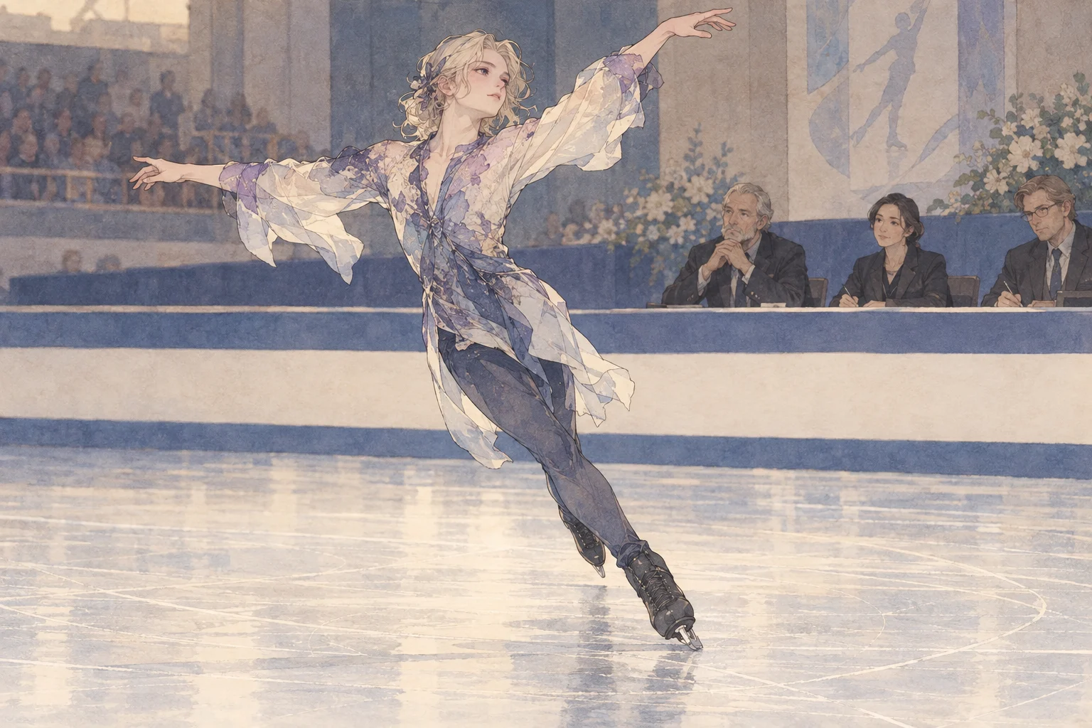 Figure skating scene illustration