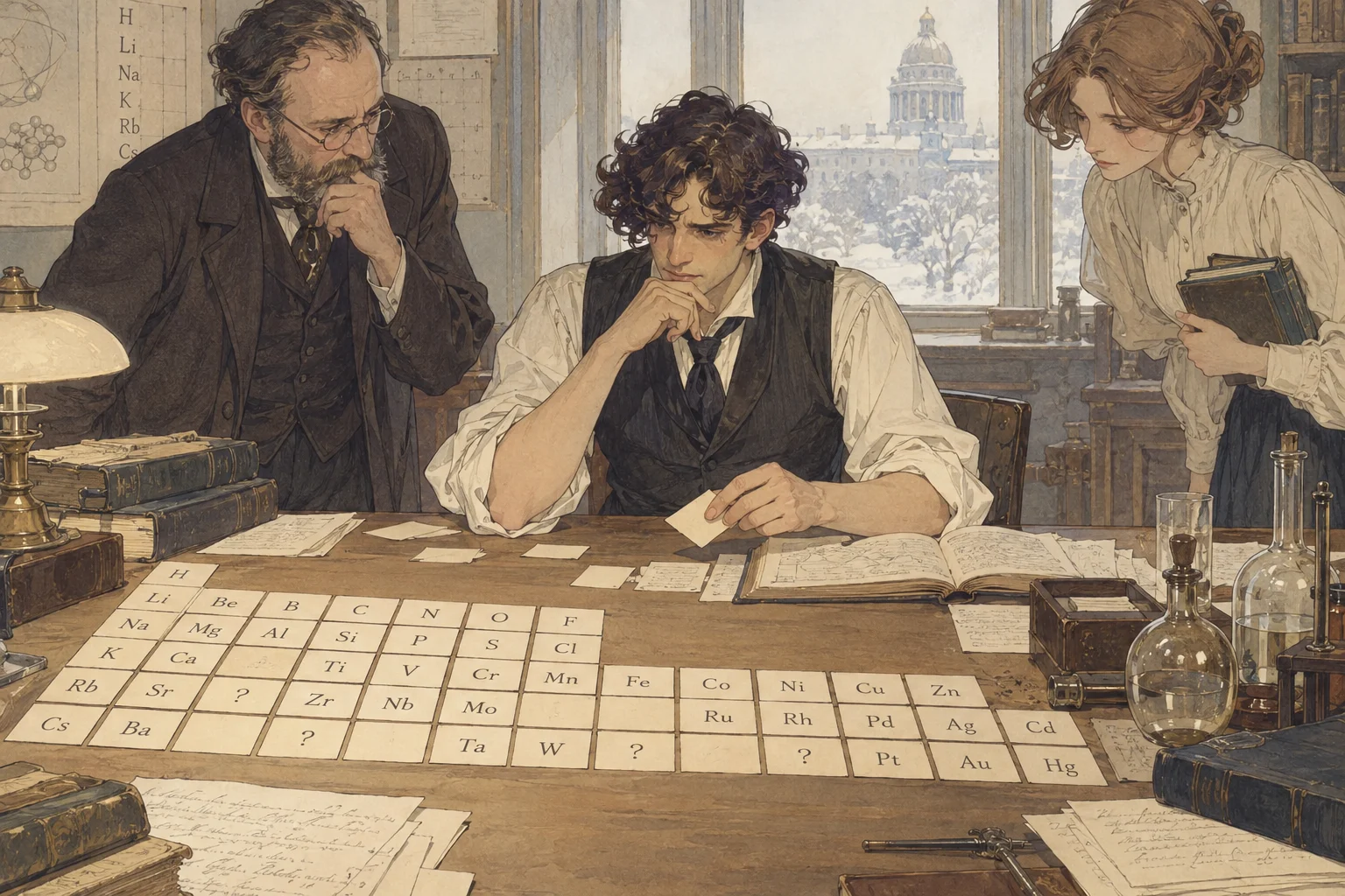 Periodic table blank scene illustration