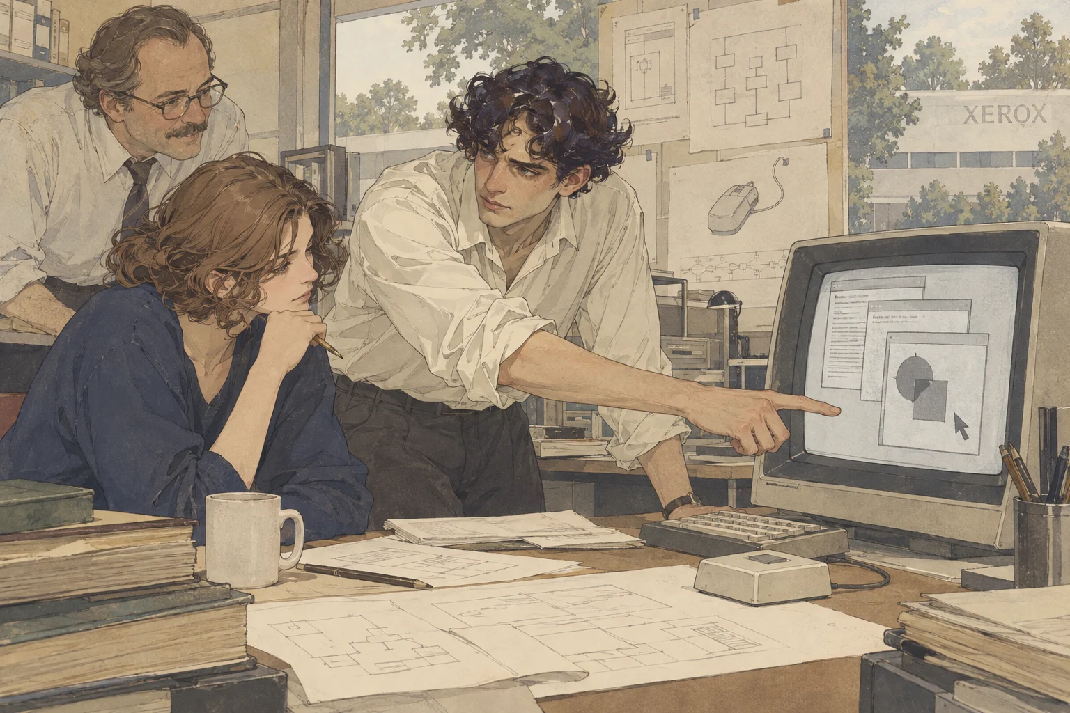 Xerox Palo Alto Laboratory scene illustration