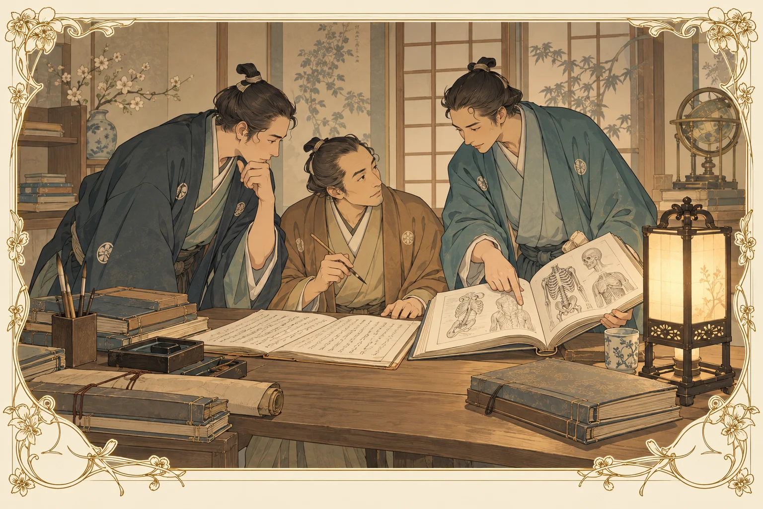 解体新書の翻訳の場面イラスト