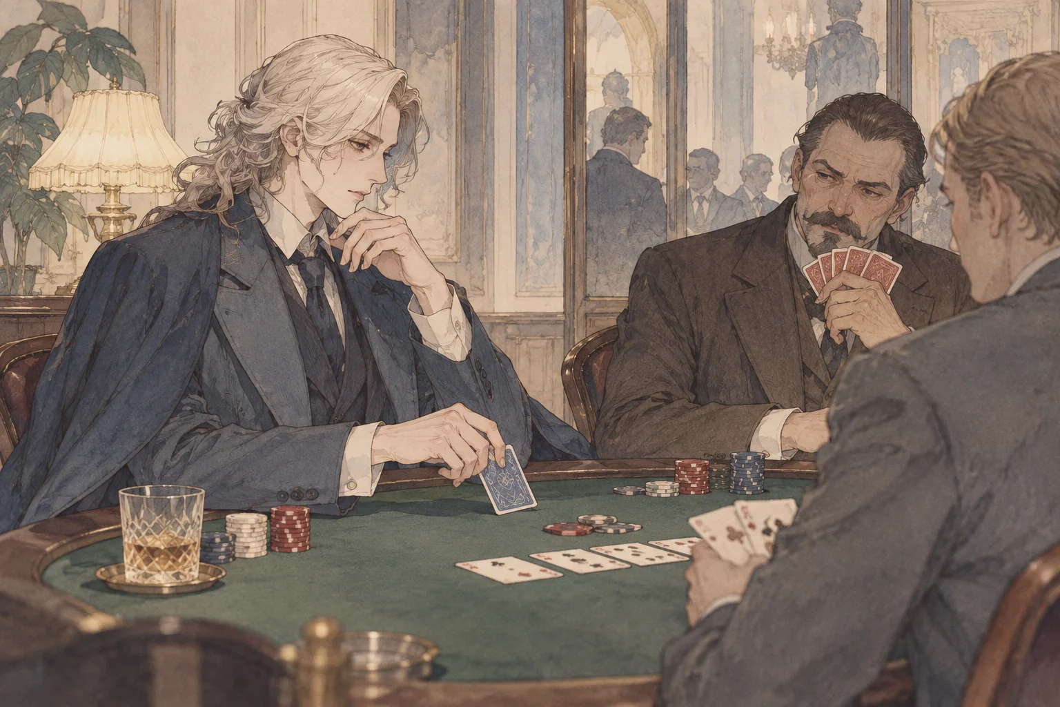 Poker scene illustration