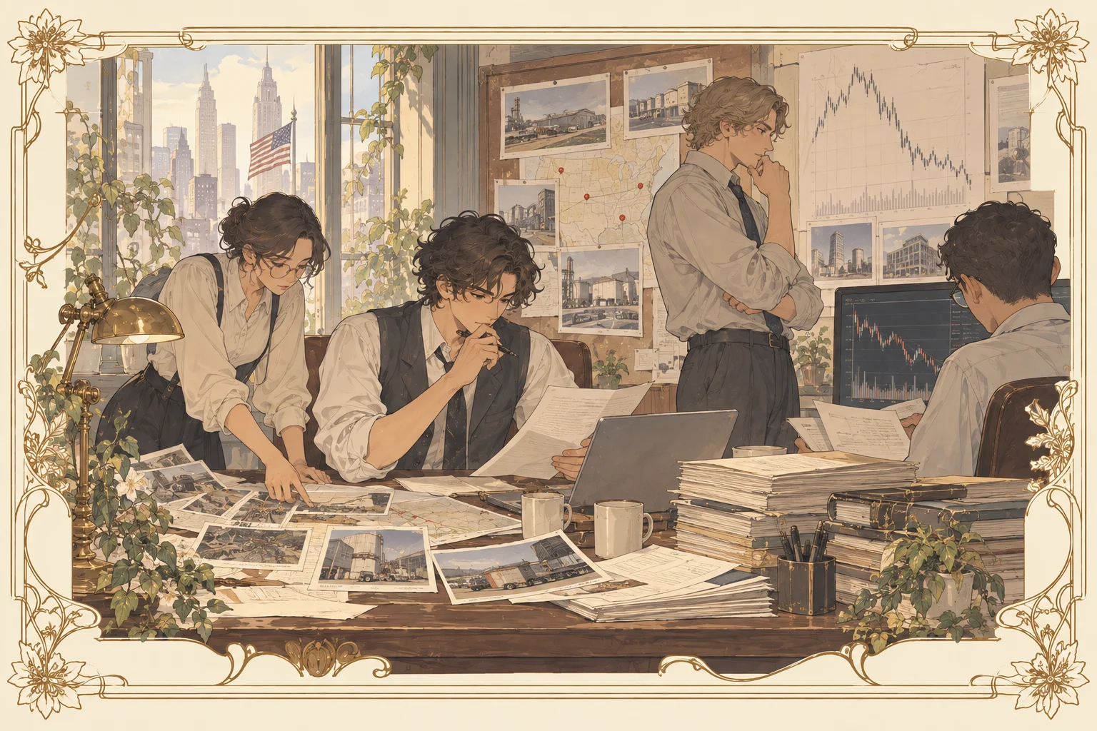 空売りリサーチ会社の場面イラスト