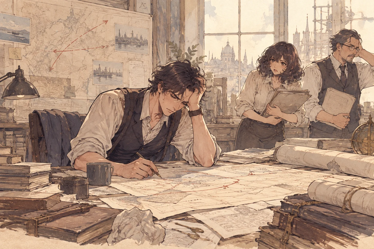 Scene illustration of going too far and losing your footing