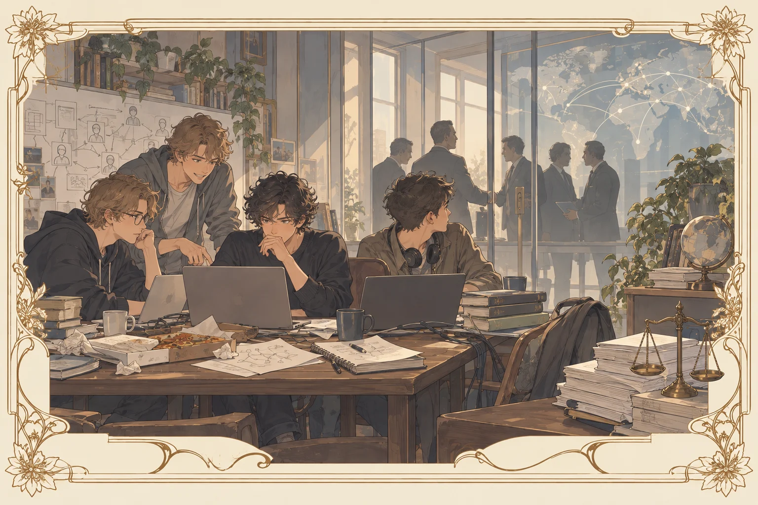 ソーシャル・ネットワークの場面イラスト