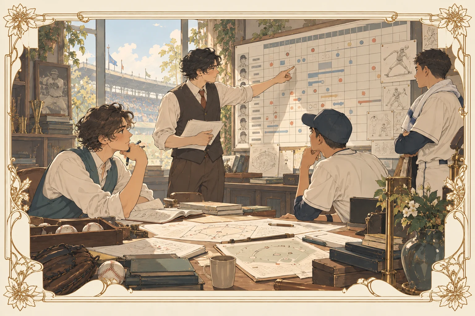 野球のペナントレースの場面イラスト