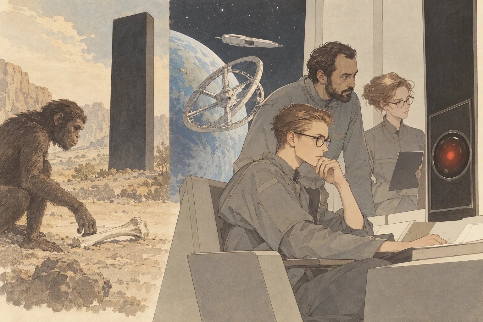 2001年宇宙の旅の場面イラスト