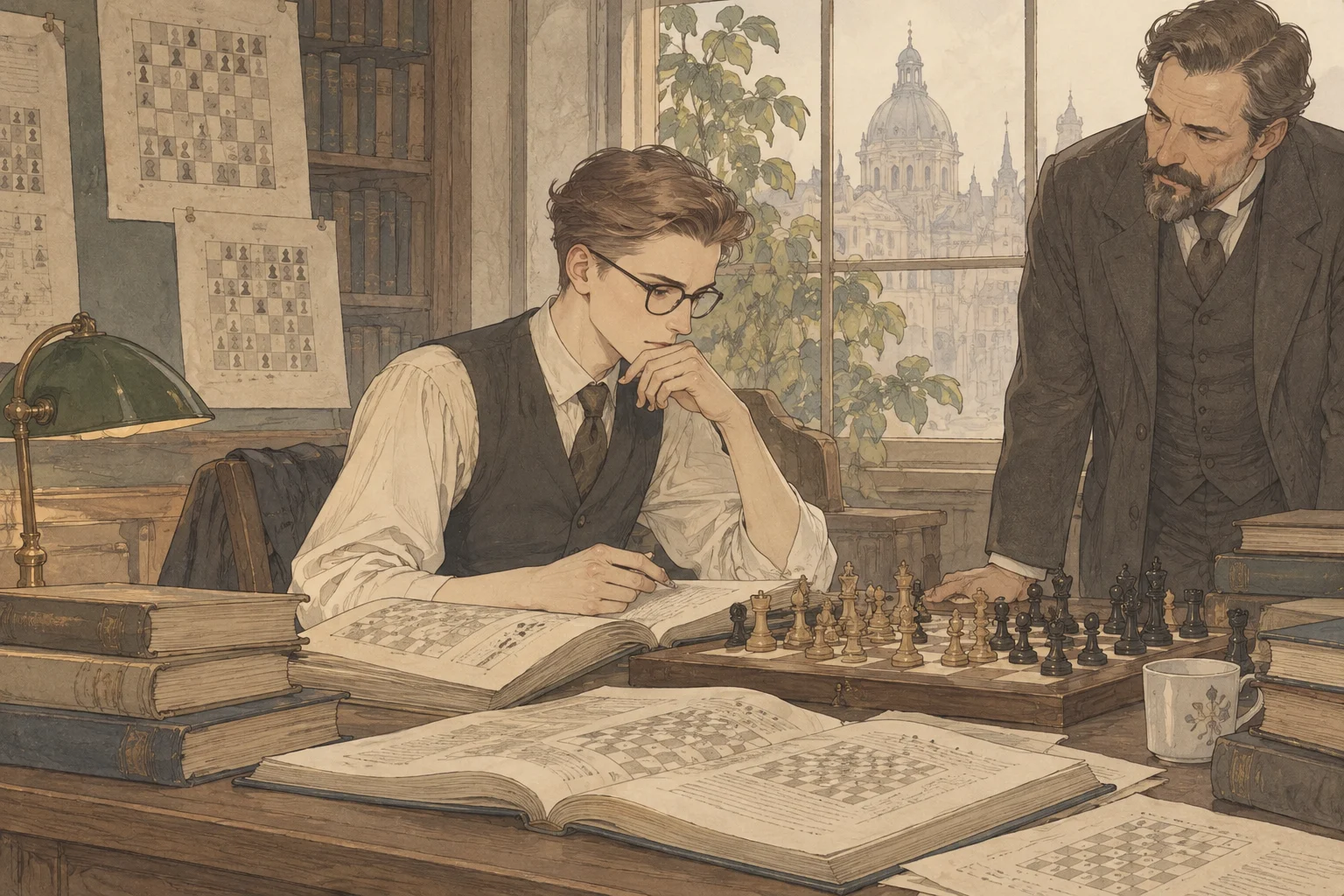 Chess scene illustration
