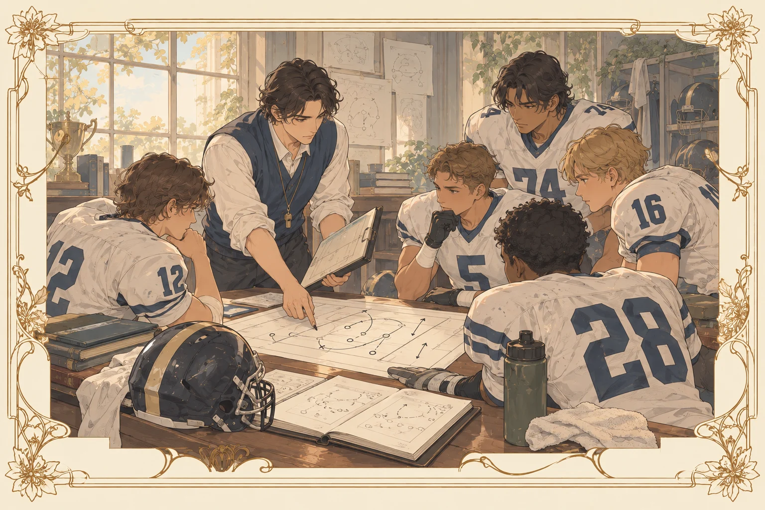 アメリカンフットボールの場面イラスト