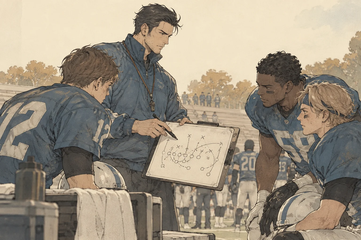 American football scene illustration
