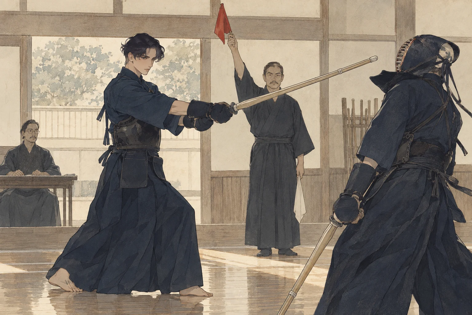 Kendo scene illustration