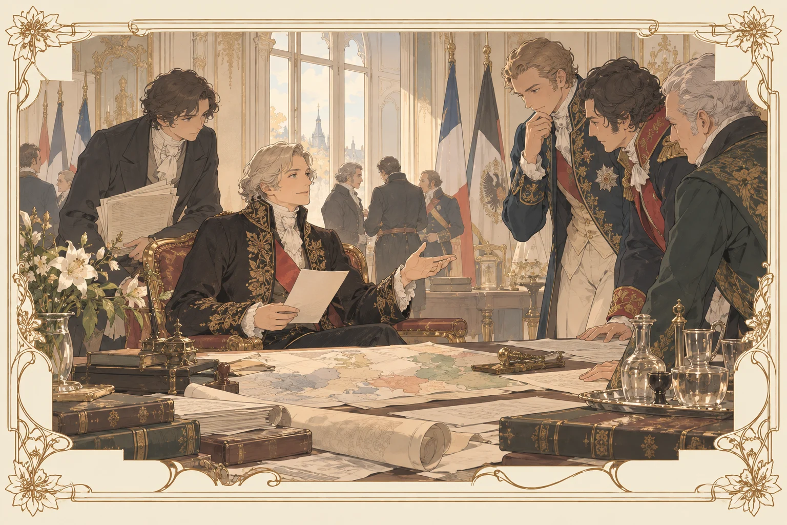 敗戦国としての交渉席の確保の場面イラスト