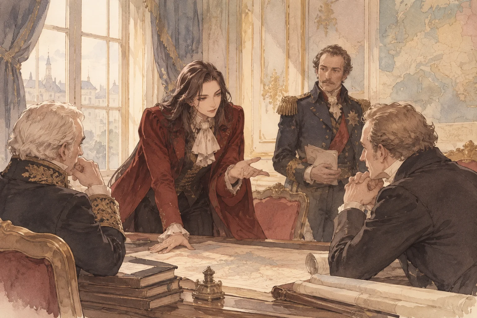 Scene illustration of securing a negotiating seat as a defeated country