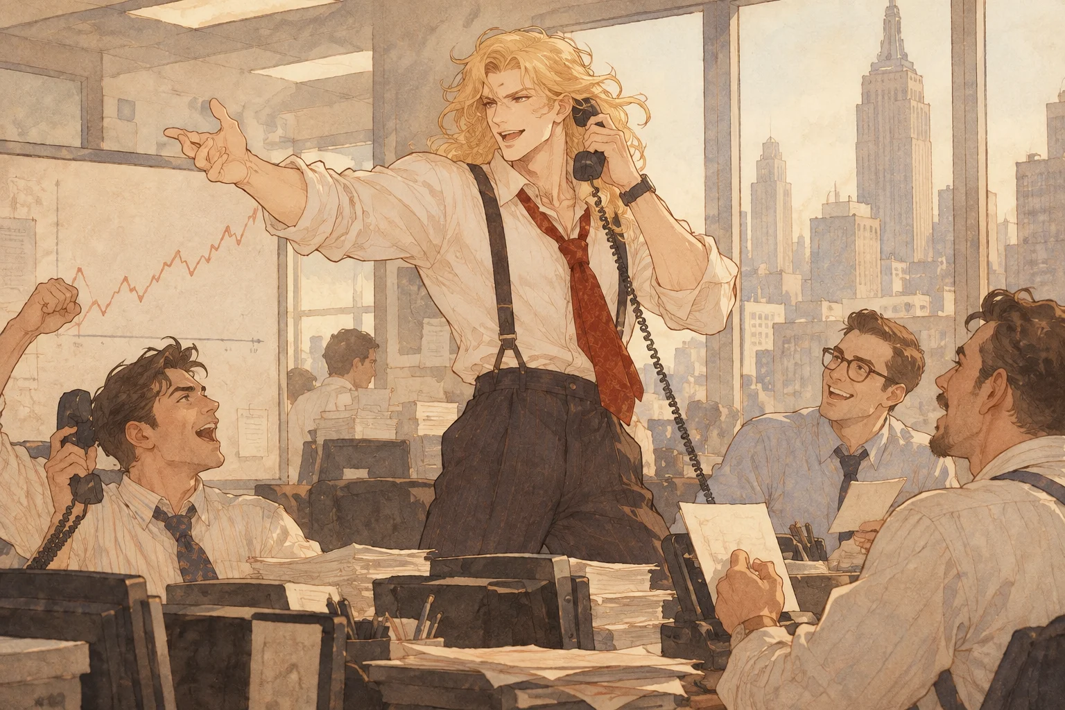 ウルフ・オブ・ウォールストリートの場面イラスト
