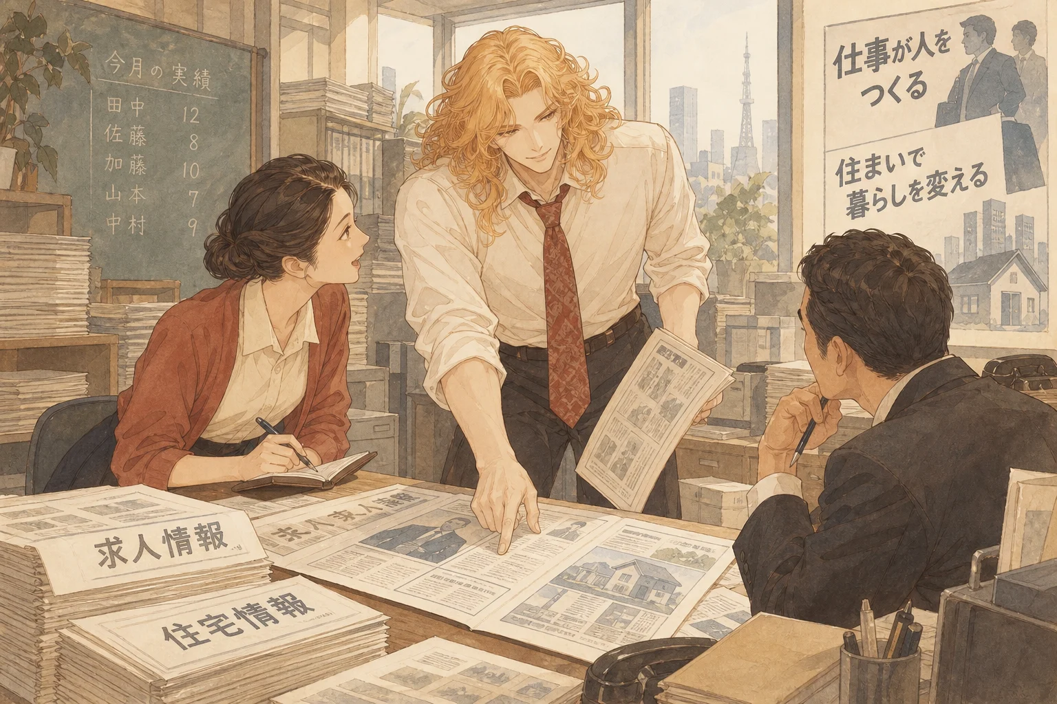 Recruitment scene illustration