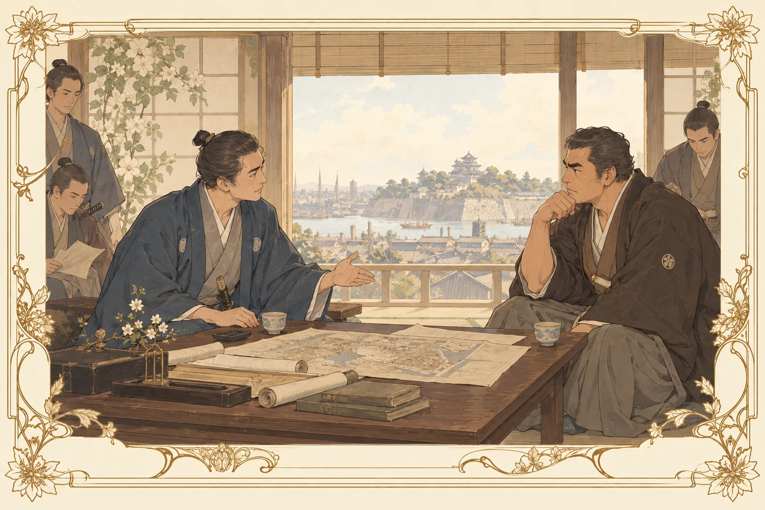 江戸の無血開城の場面イラスト