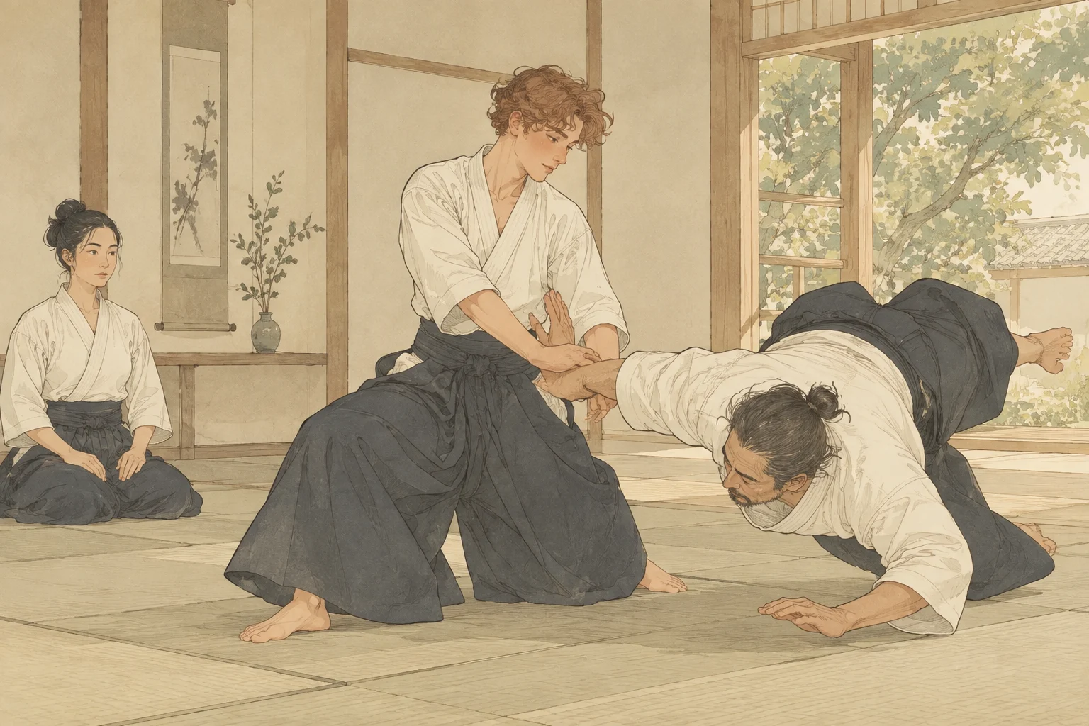 Aikido scene illustration