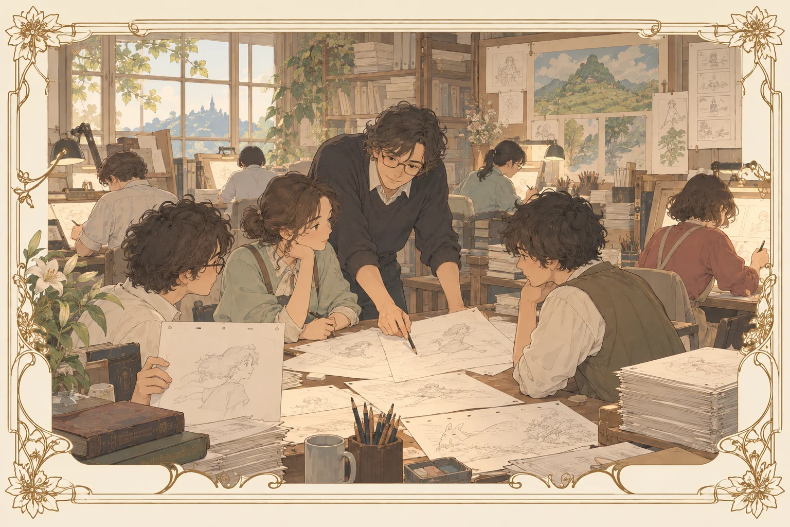 スタジオジブリの場面イラスト