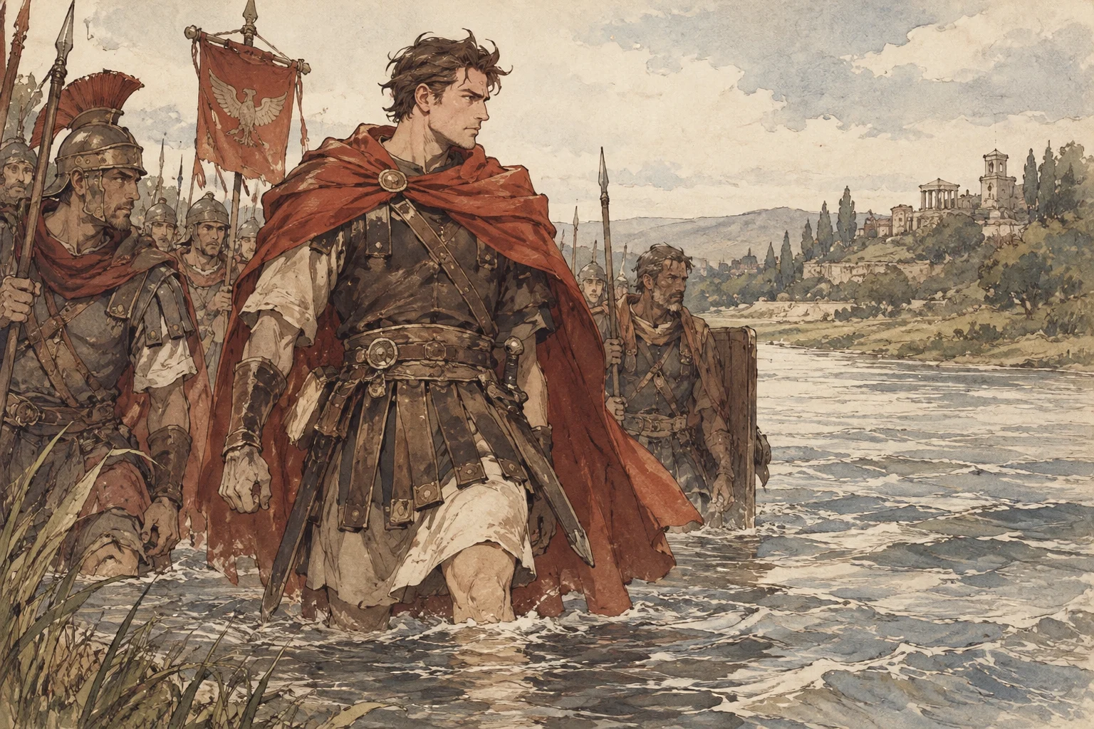 Rubicon crossing scene illustration