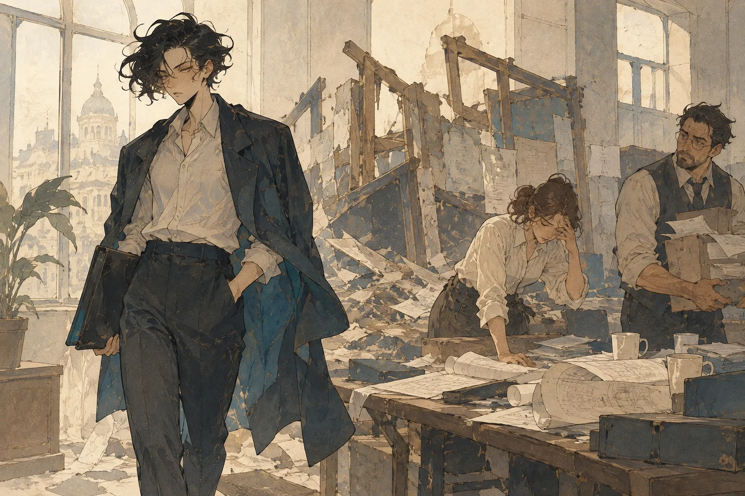 Scene illustration of not being able to hold back after breaking something