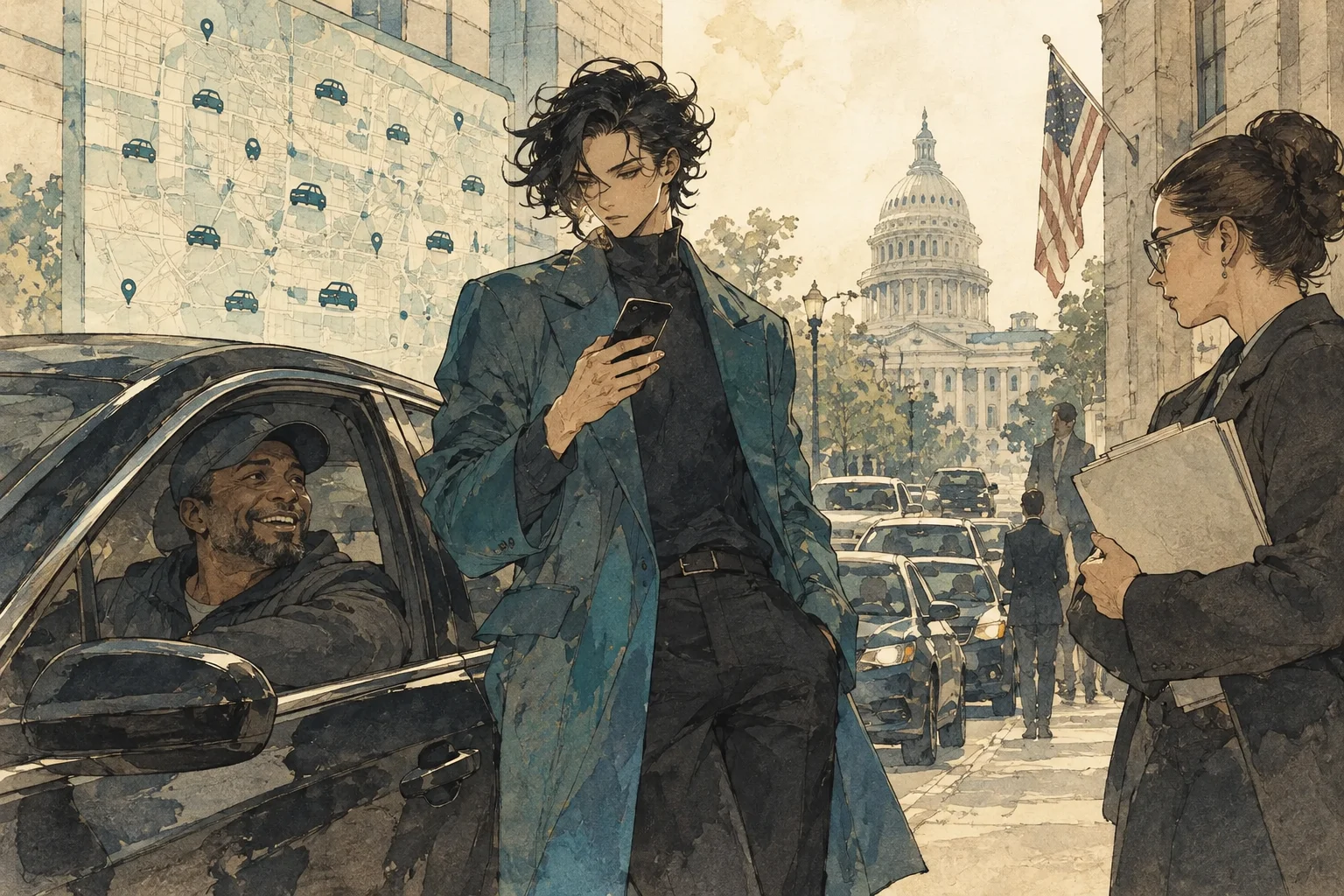 Uber scene illustration
