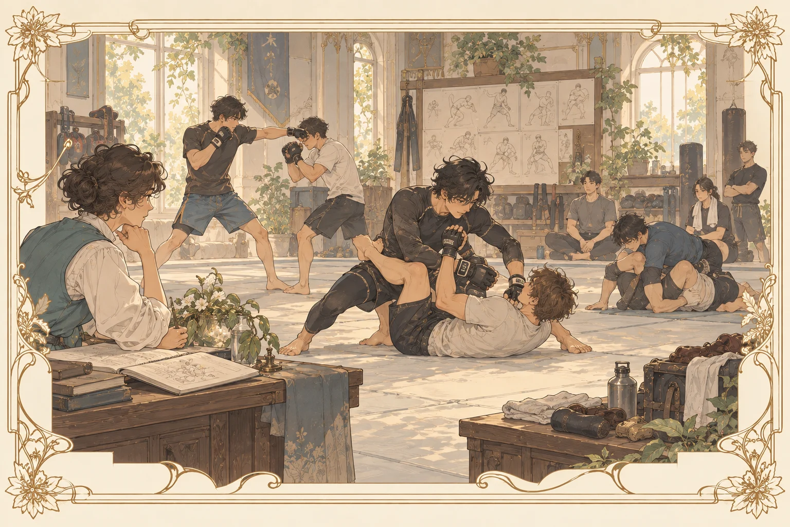 総合格闘技の場面イラスト