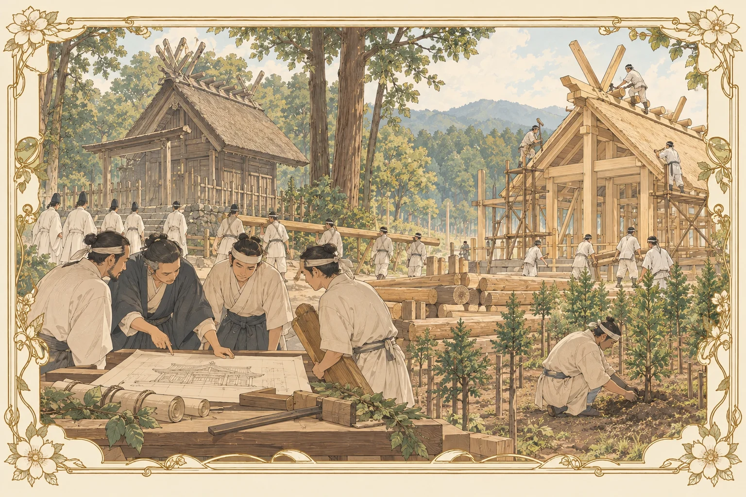 式年遷宮の制度化の場面イラスト