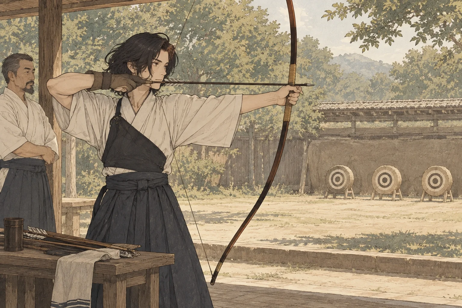 Archery scene illustration